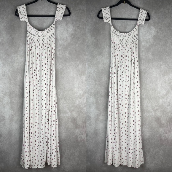 LPA Darlin Smocked Romantic Floral White Maxi Dress Women's Size XS - Picture 2 of 8
